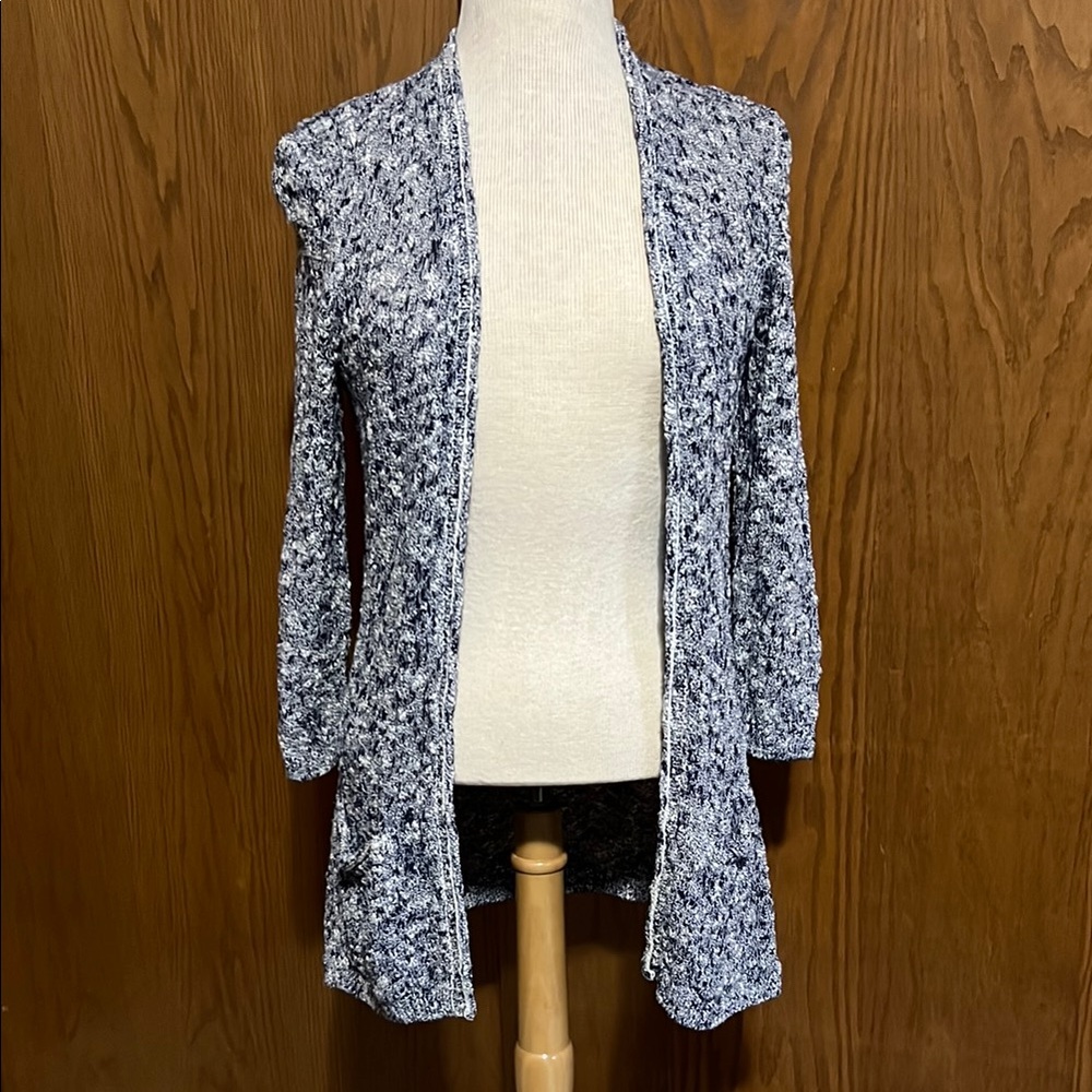 Ruff Hewn Women's Blue Marled Open-Front Sweater